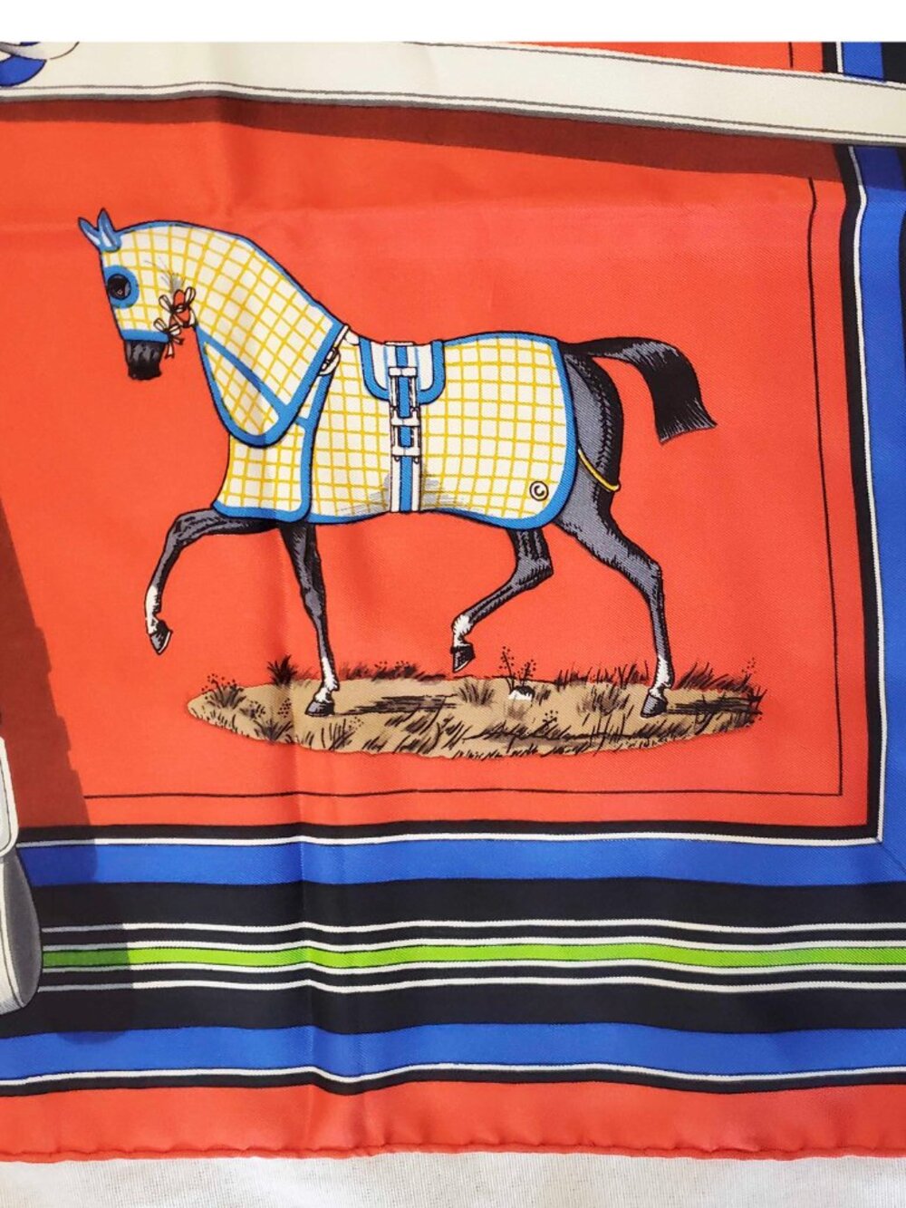 Hermes VTG Silk Scarf Carre 90 "Couvertures et Tenues de Jour" Red Silk Scarf - Picture 2 of 9